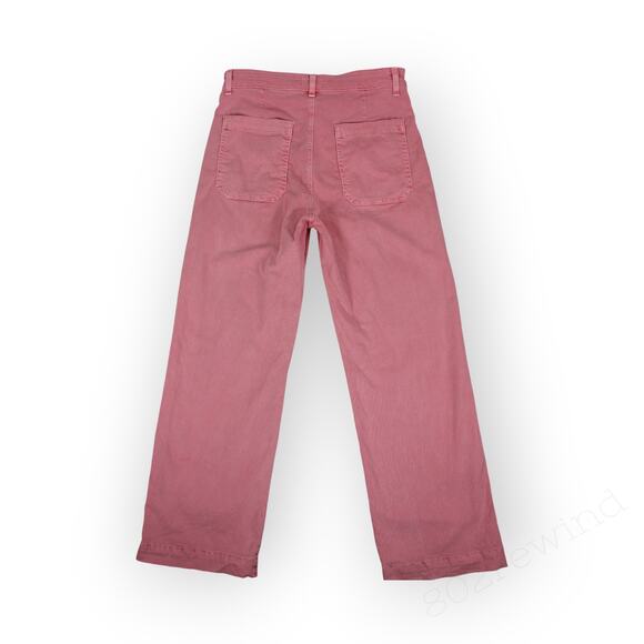 Sz 29 AskkNY Sailor Pant WashedPink Canvas HiRise WideLeg StretchTwill - Picture 10 of 12